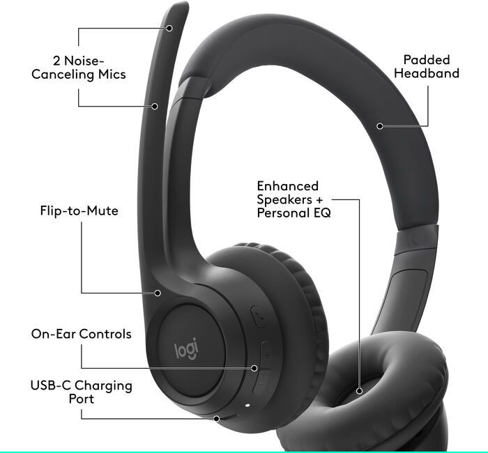 Logitech Zone 300 þráðlaus heyrnartól - Svört