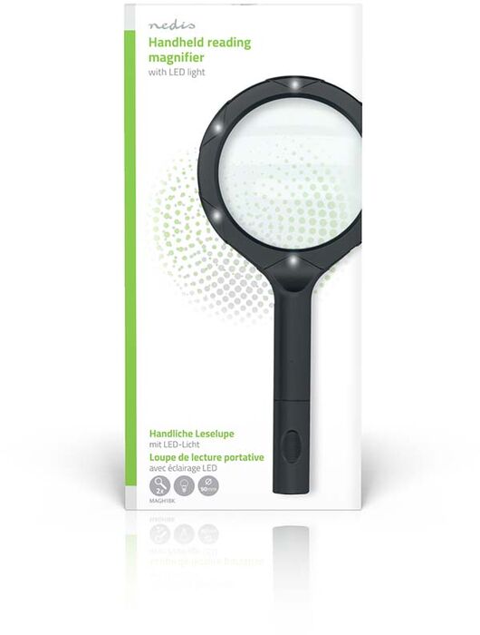 Nedis stækkunargler m. ljósi - Svart