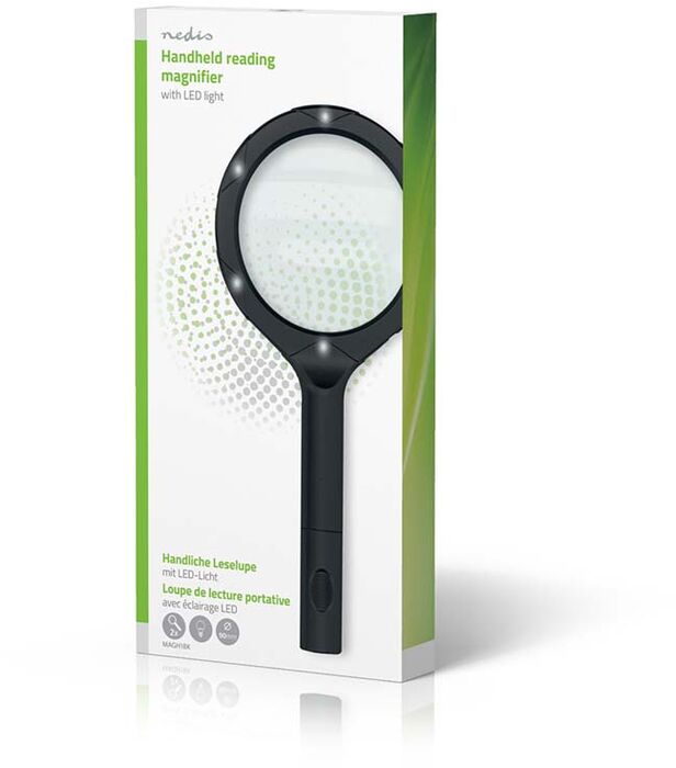 Nedis stækkunargler m. ljósi - Svart