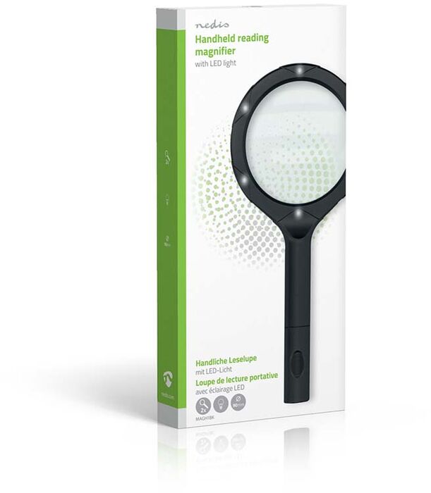 Nedis stækkunargler m. ljósi - Svart