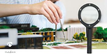 Nedis stækkunargler m. ljósi - Svart