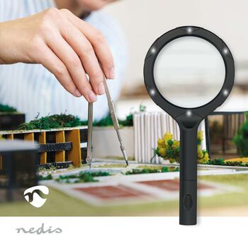 Nedis stækkunargler m. ljósi - Svart