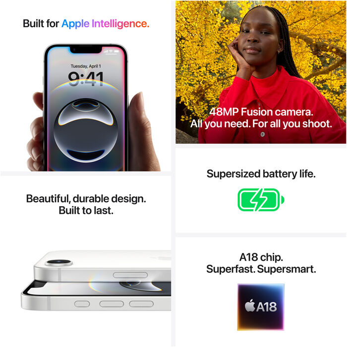 Apple iPhone 16e snjallsími 128 GB - Hvítur