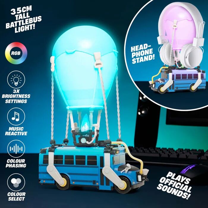 Fortnite Battle Bus ljós og heyrnartólastandur