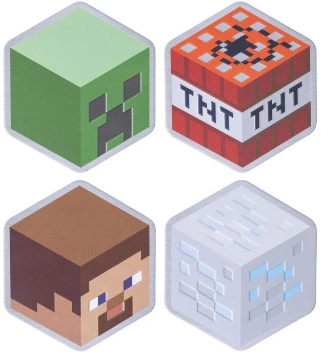 Minecraft málm glasamottur - 4 stk