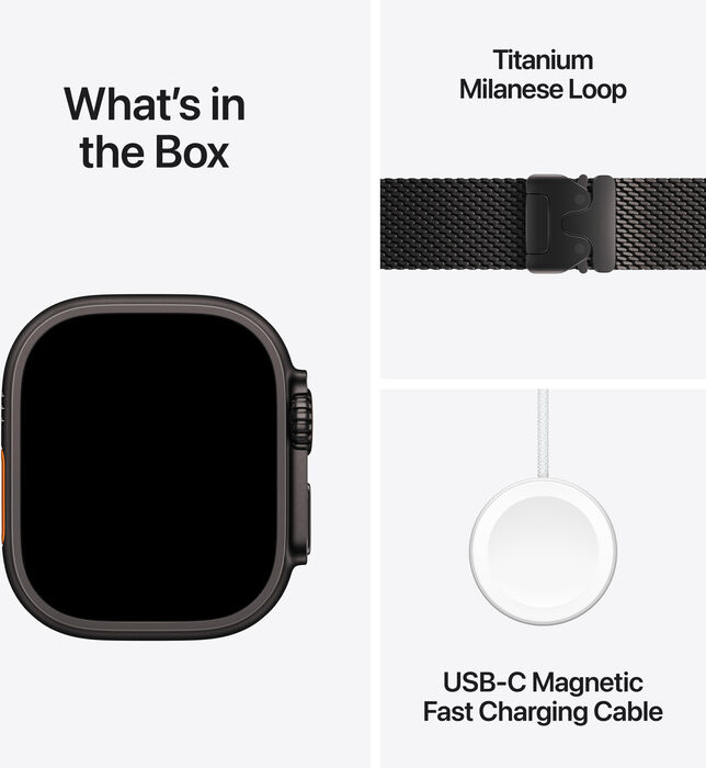Apple Watch Ultra 3 49mm - Svart títaníum/Milanese ól