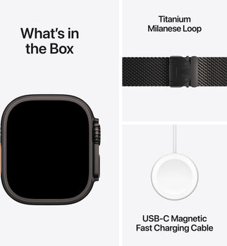 Apple Watch Ultra 3 49mm - Svart títaníum/Milanese ól