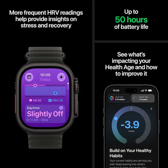 Apple Watch Ultra 4 49mm - Svart Títan Milanese ól L