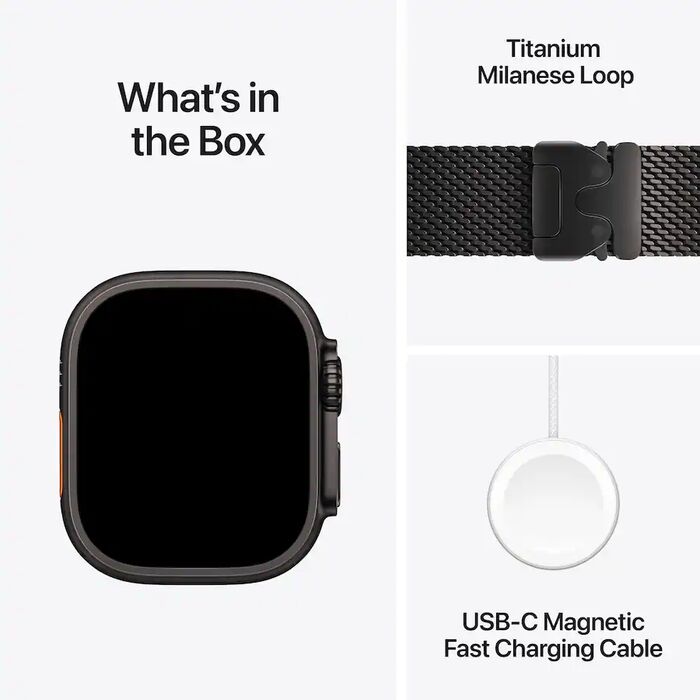 Apple Watch Ultra 4 49mm - Svart Títan Milanese ól L