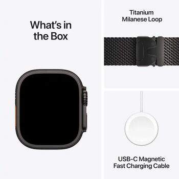 Apple Watch Ultra 4 49mm - Svart Títan Milanese ól L