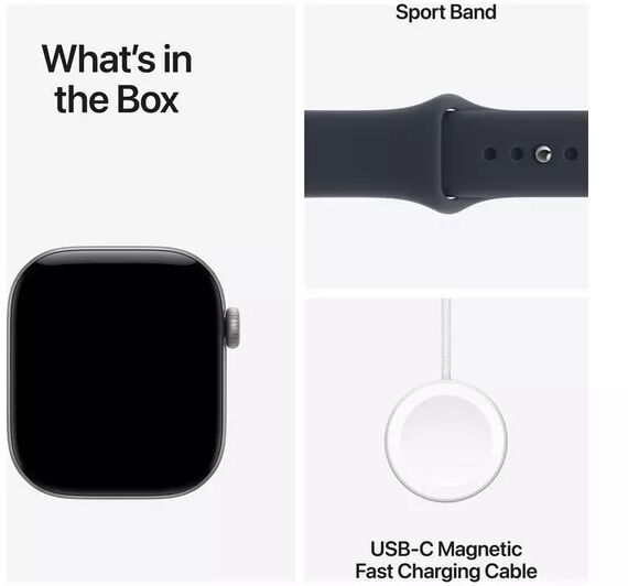 Apple Watch Series 12 GPS 42mm - Grátt/dökkblátt Sport ól S/M