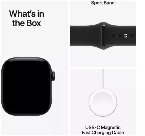 Apple Watch Series 12 GPS 42mm - Svart Sport ól S/M