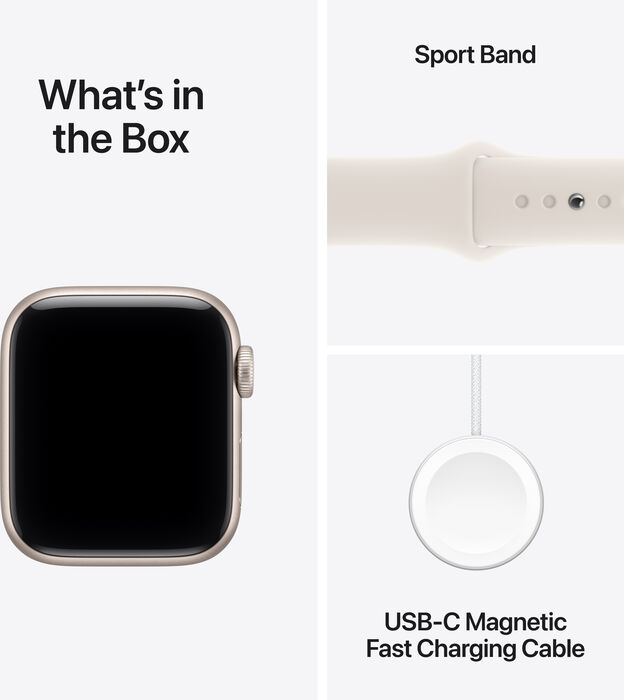 Apple Watch SE 3 GPS/5G 40mm - Hvítt Sport ól