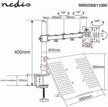 Nedis borðfesting fyrir fartölvu og skjá