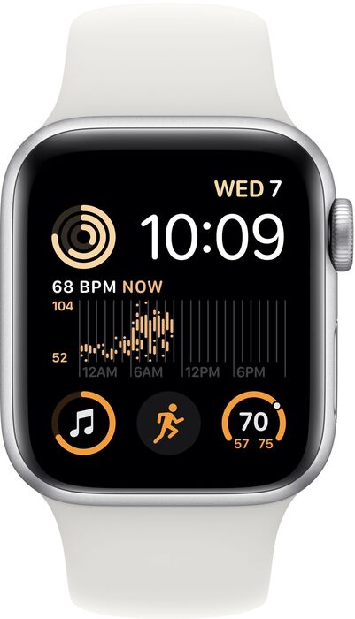 Apple Watch SE (2022) GPS 40mm - Silfur/Hvít Sport ól