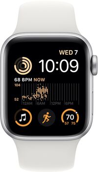 Apple Watch SE (2022) GPS 40mm - Silfur/Hvít Sport ól