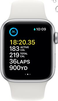Apple Watch SE (2022) GPS 40mm - Silfur/Hvít Sport ól