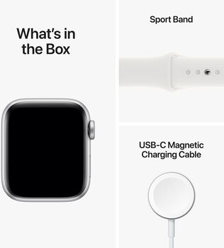 Apple Watch SE (2022) GPS 40mm - Silfur/Hvít Sport ól