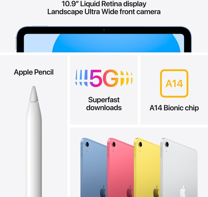 Product image not available for Apple iPad 10,9" (2022) 256 GB Wi-Fi+5G - Silfur