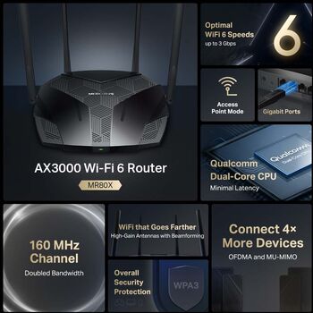 Mercusys MR3000X WiFi 6 beinir