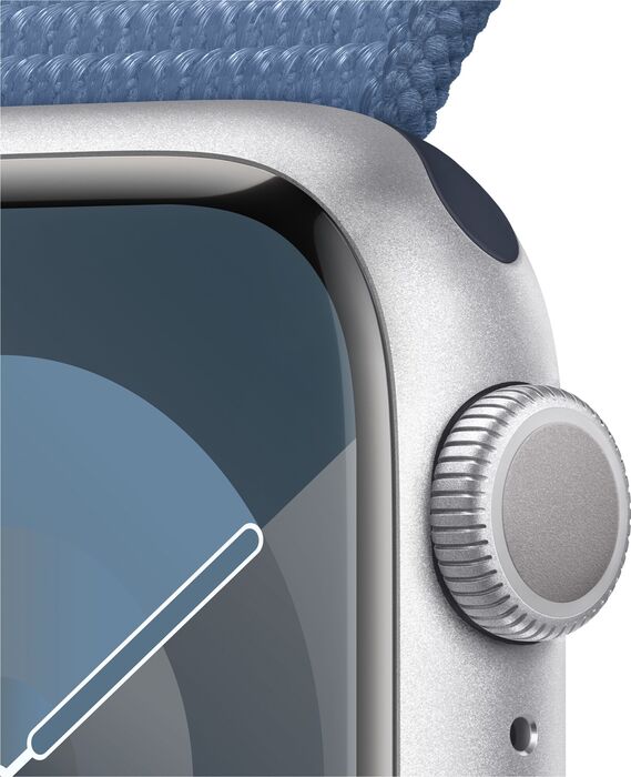 Apple Watch Series 9 GPS 41mm - Silfur/Ljósblá Sport ól 