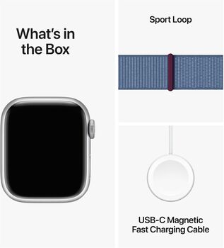 Apple Watch Series 9 GPS 41mm - Silfur/Ljósblá Sport ól 