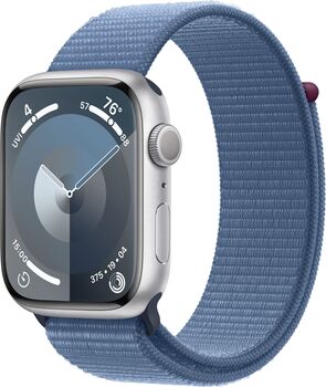 Apple Watch Series 9 GPS 45mm - Silfur/Ljósblá Sport ól 