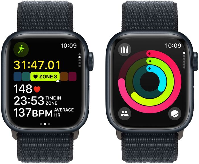 Apple Watch Series 9 LTE 41mm - Dökkblátt/Dökkblá Sport ól 