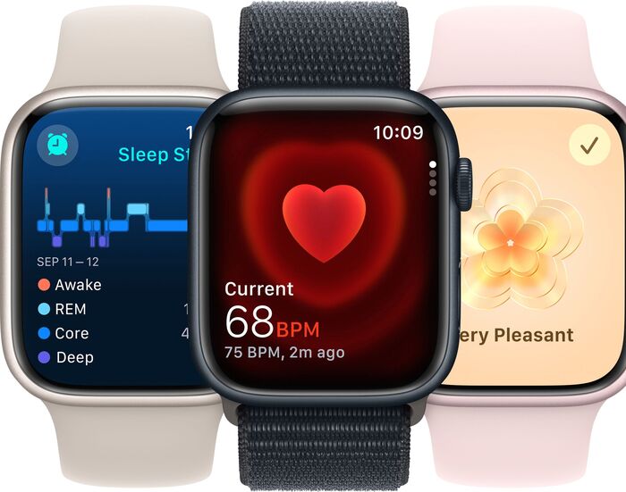 Apple Watch Series 9 LTE 45mm - Kremlitað/Kremlituð Sport ól 