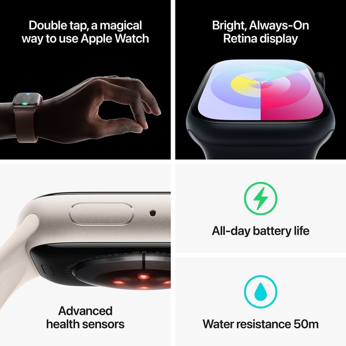 Apple Watch Series 9 LTE 45mm - Kremlitað/Kremlituð Sport ól 