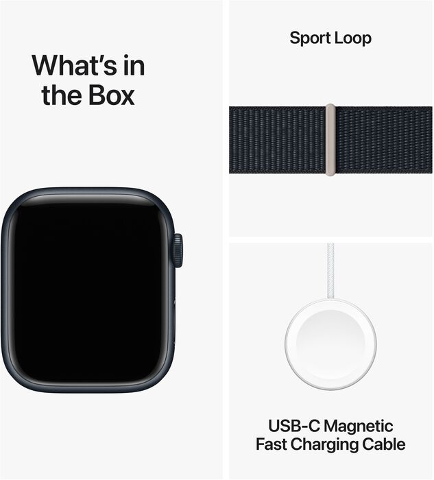 Apple Watch Series 9 LTE 45mm - Dökkblátt/Dökkblá Sport ól 