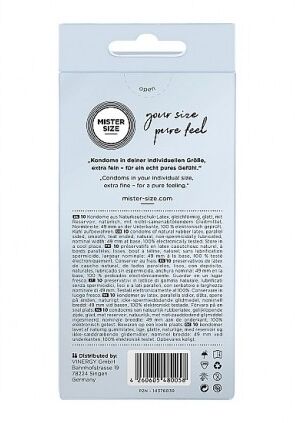 Mister Size 49 mm smokkar - 10 stk