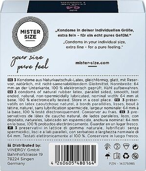 Mister Size 64 mm smokkar - 3 stk 