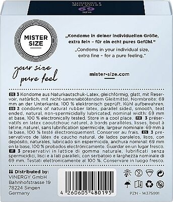 Mister Size 69 mm smokkar - 3 stk 