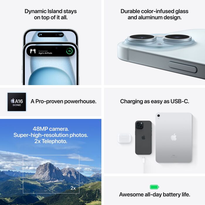 Apple iPhone 15 Plus 128 GB snjallsími - Bleikur