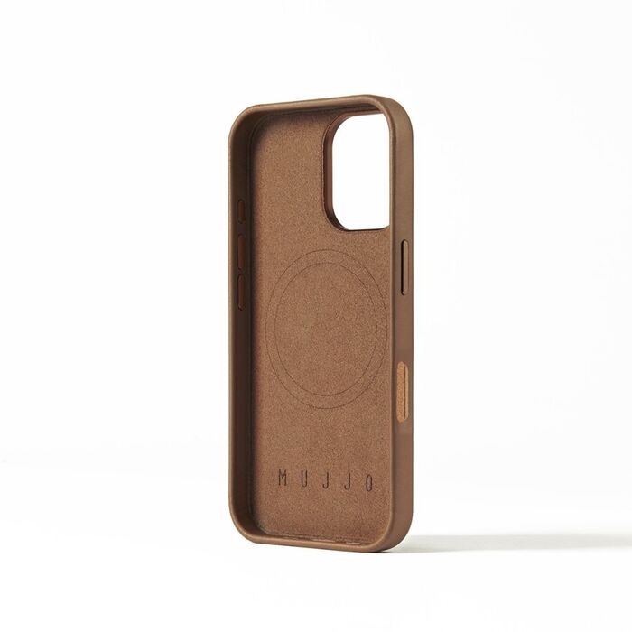 Mujjo iPhone 16 leðursímahulstur - Ljósbrúnt