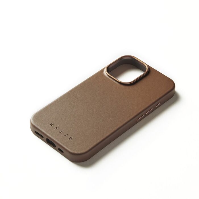 Mujjo iPhone 16 leðursímahulstur - Ljósbrúnt