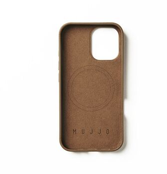 Mujjo iPhone 16 leðursímahulstur - Ljósbrúnt