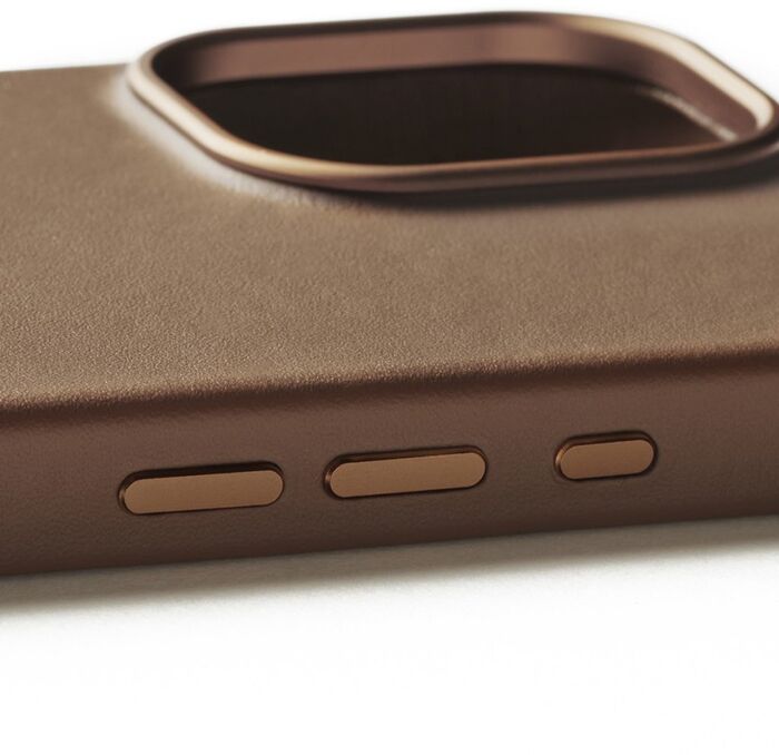 Mujjo iPhone 16 leðursímahulstur - Ljósbrúnt