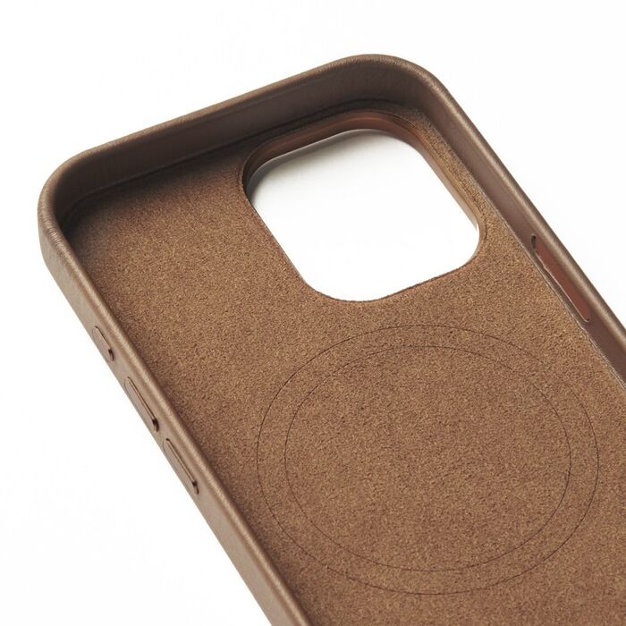 Mujjo iPhone 16 leðursímahulstur - Ljósbrúnt