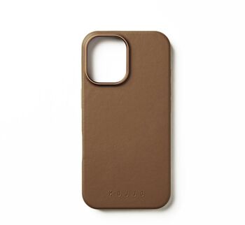 Mujjo iPhone 16 leðursímahulstur - Ljósbrúnt