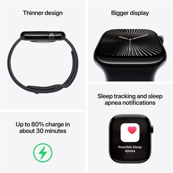 Apple Watch Series 10 GPS 42 mm - Silfur/Blá Sport ól