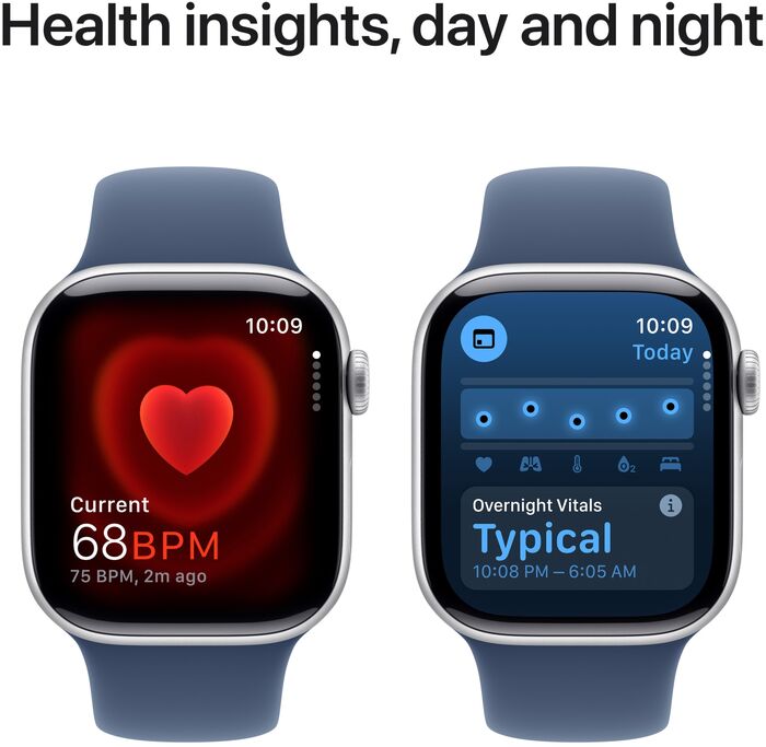 Apple Watch Series 10 GPS 42 mm - Silfur/Blá Sport ól