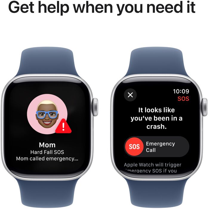 Apple Watch Series 10 GPS 42 mm - Silfur/Blá Sport ól