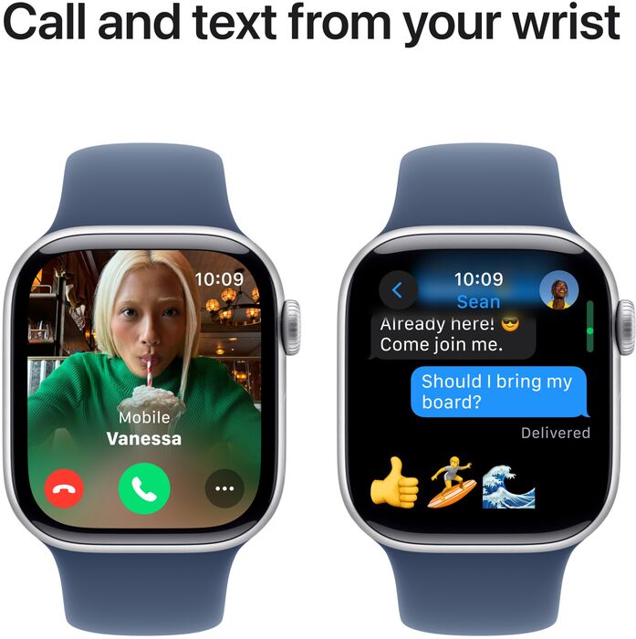 Apple Watch Series 10 GPS 42 mm - Silfur/Blá Sport ól