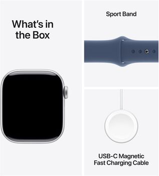 Apple Watch Series 10 GPS 42 mm - Silfur/Blá Sport ól