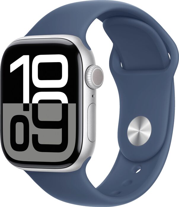 Apple Watch Series 10 GPS 42 mm - Silfur/Blá Sport ól