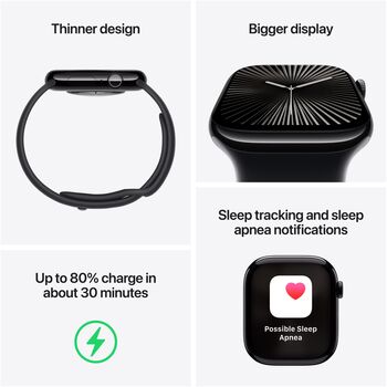 Apple Watch Series 10 GPS 42 mm - Svart Sport ól