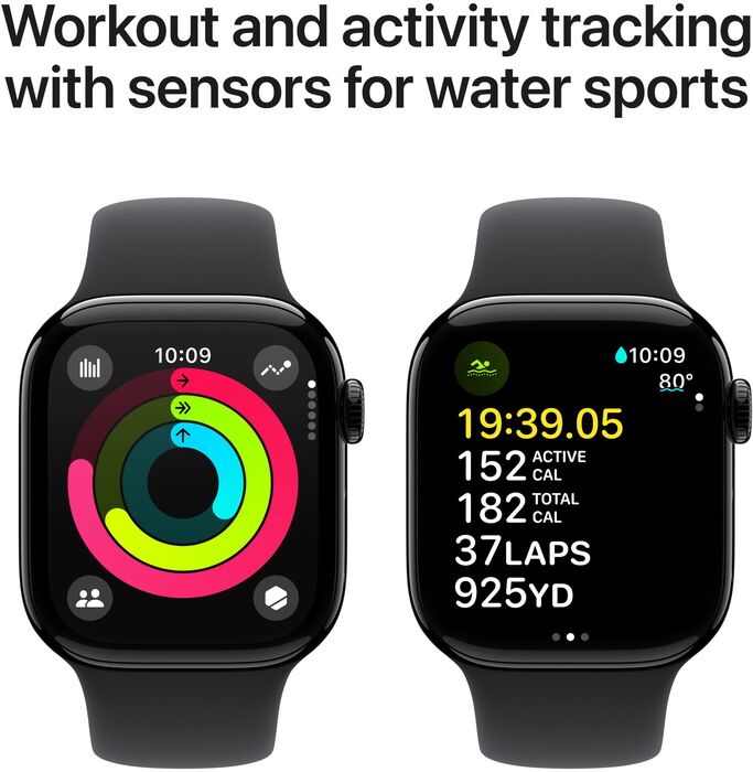 Apple Watch Series 10 GPS 42 mm - Svart Sport ól