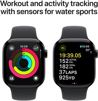 Apple Watch Series 10 GPS 42 mm - Svart Sport ól
